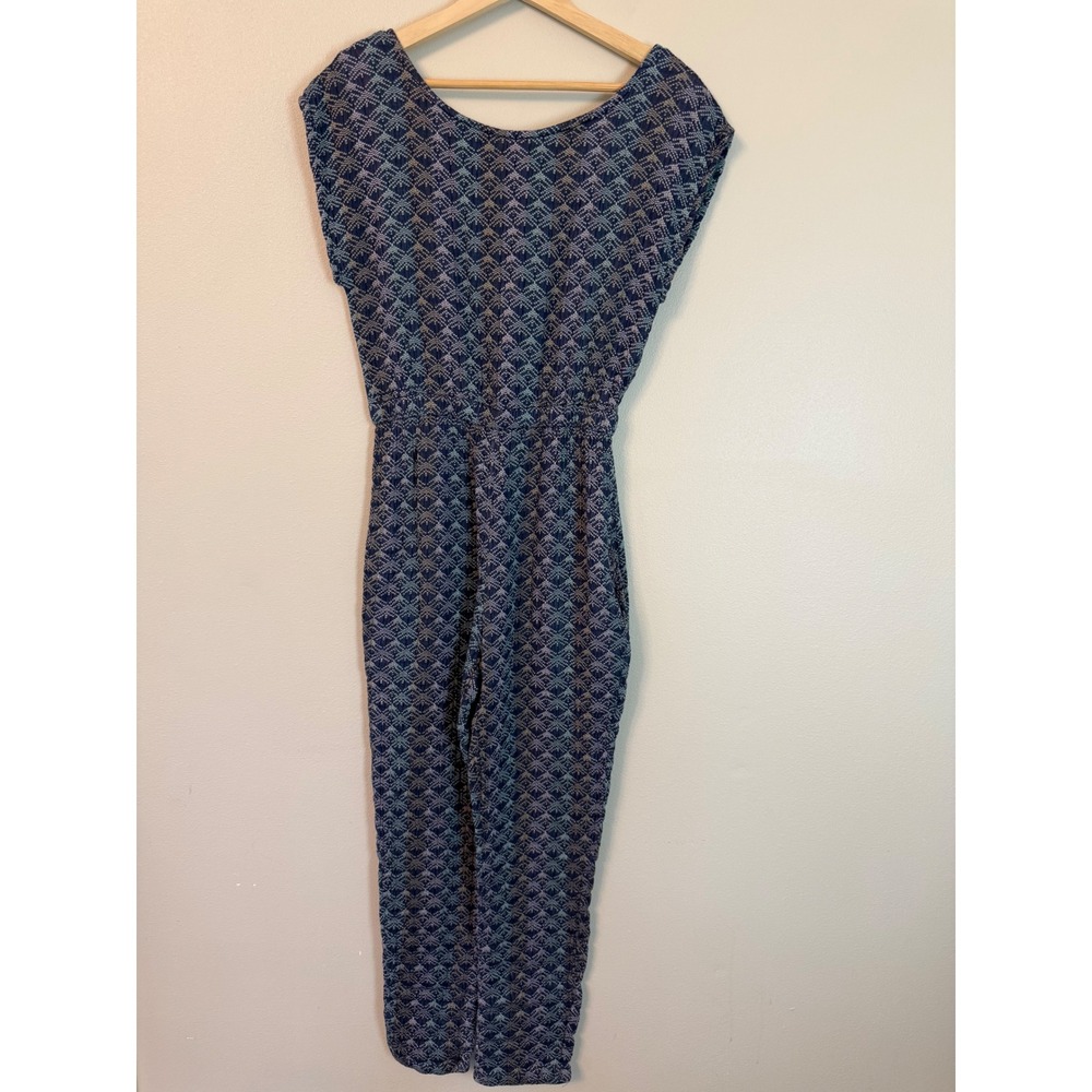 Ace & Jig Carnaby Jumpsuit Blue Geometric Cotton Gauze Size S Pockets - Picture 3 of 8